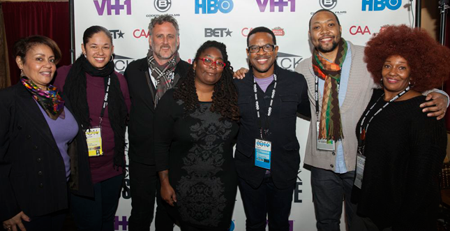 Kamal Sinclair, Sr. Manager Sundance New Frontier Story Lab; Jim Sommers, Sr. Vice President of Content at ITVS; N'Jeri Eaton, Programming Manager at ITVS; Thomas Allen Harris, Through A Lens Darkly and Digital Diaspora Family Reunion; Shukree Tilghman, More Than A Month and More Than A Mapp app; Kay Shaw, Director of Public Media Corps at NBPC