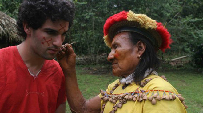 David Poritz with a shaman of the Secoya tribe of Ecuador.