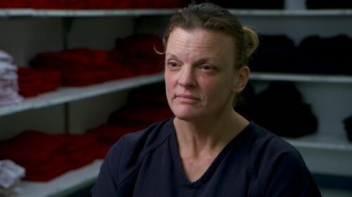 woman in jail in laundry room