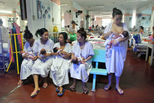 Women in maternity ward at Fabella Hospital in Manila