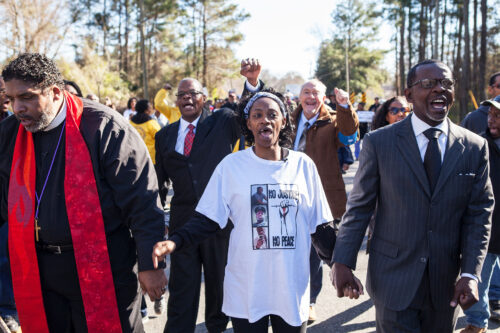 Always in Season: Lennon Lacy's mother Claudia, during a march