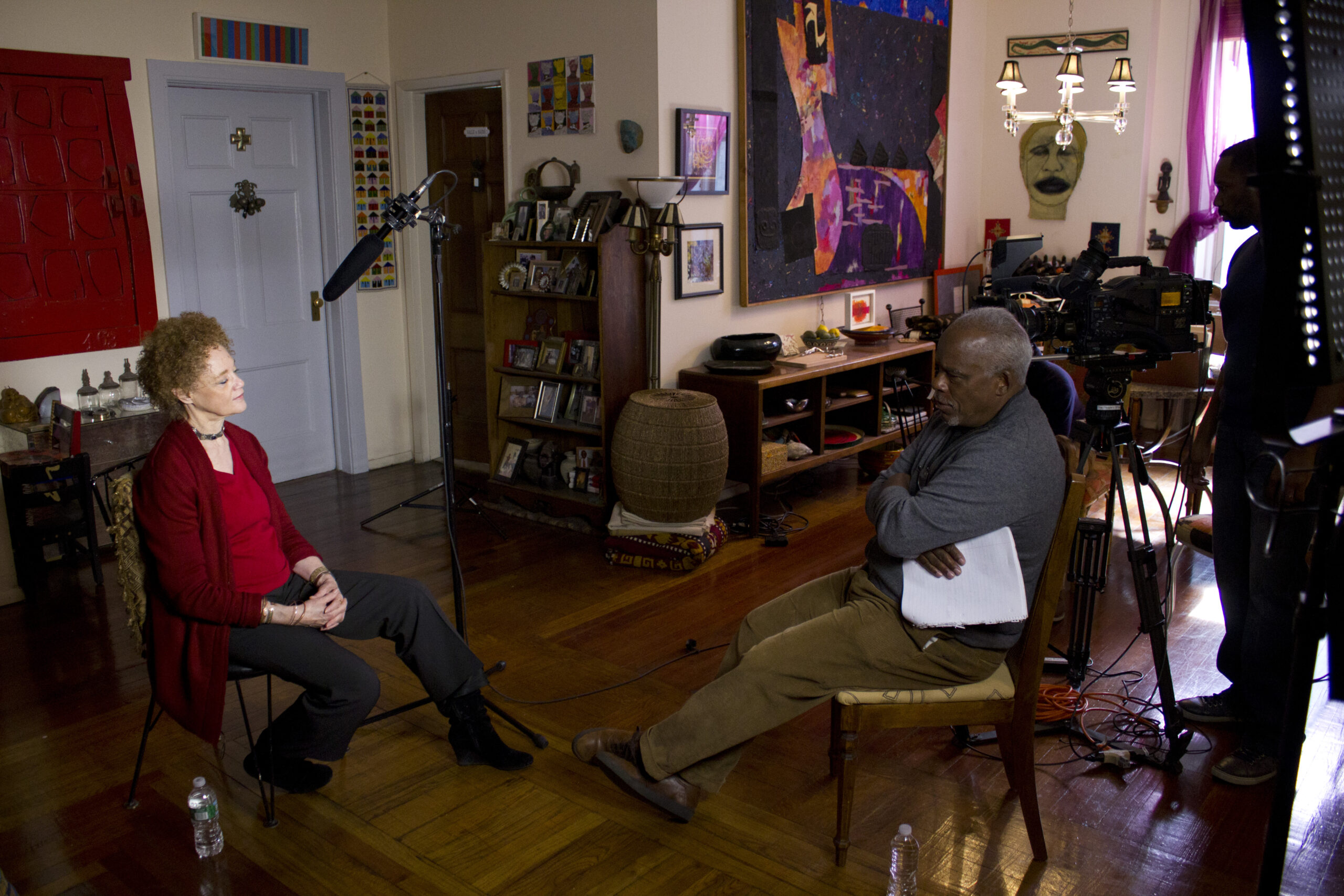 Stanley Nelson interviewing Kathleen Cleaver for Black Panthers: Vanguard of a Revolution