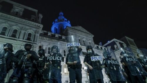 Police with their shield armor 