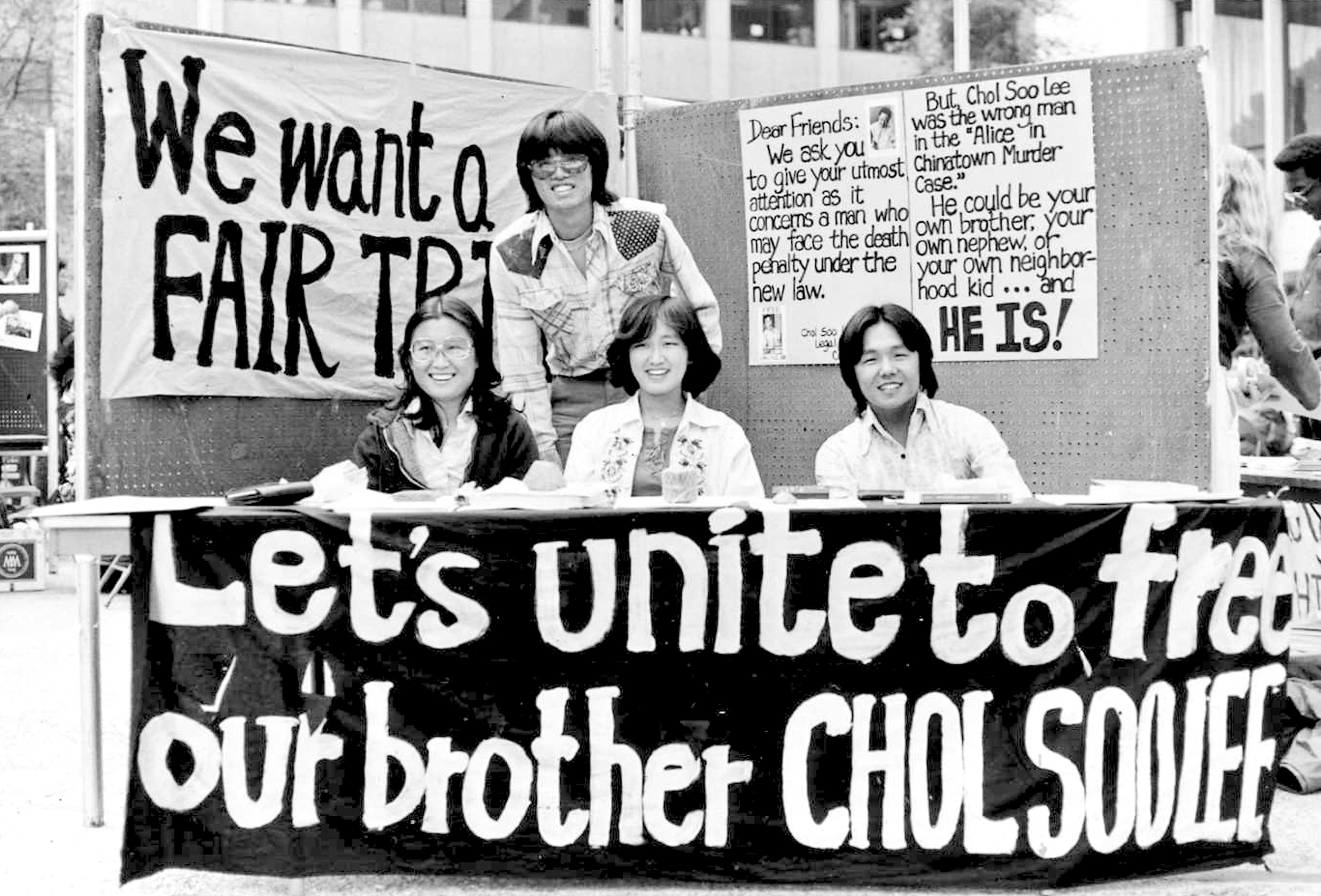 Fundraising booth at a local event for Chol Soo Lee (1978) [Credit: Courtesy of Gail Whang]